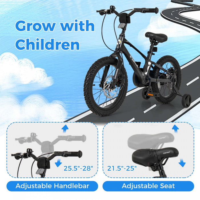 Costway 16" Kid's Bike With Adjustable Handlebar & Saddle Dual Disc Brakes Black