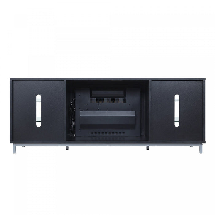 Brighton Modern 2-Piece Electric Fireplace in Black and Onyx 