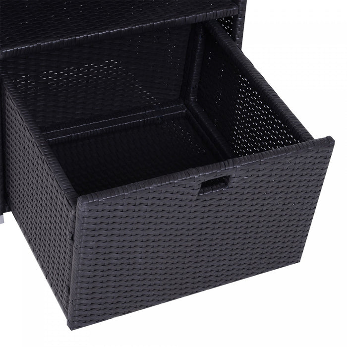 Outsunny Outdoor Storage Cabinet, Patio Storage Box Rack Rattan Wicker Pool Towel Valet Organizer Po