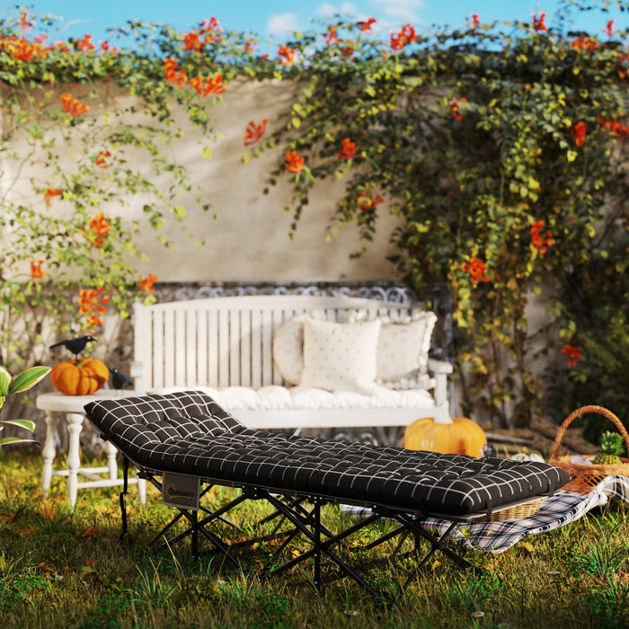 Outsunny Camping Cot For Adults With Mattress, Folding Bed, Black