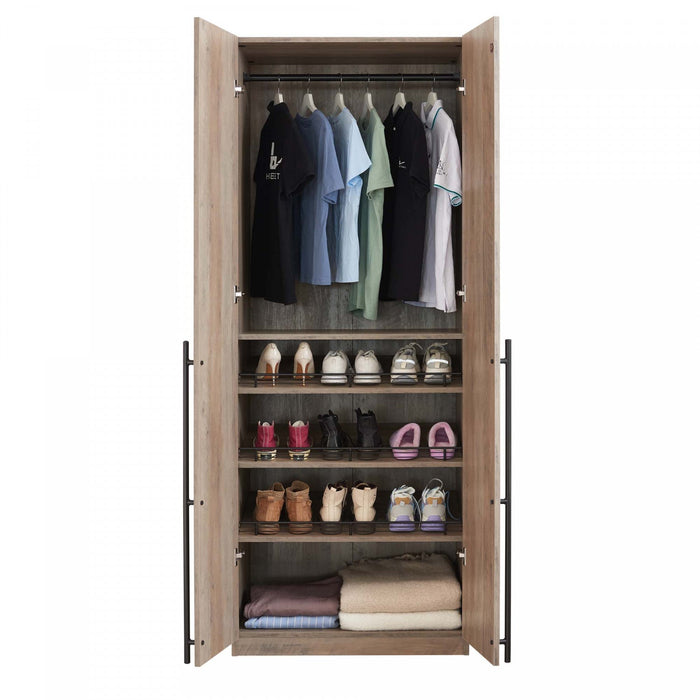 Lee Modern 32\" Wardrobe Closet in Rustic Gray Armoire 