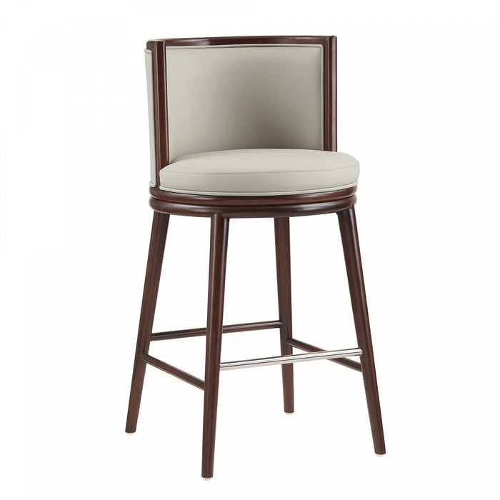 Evalyn Modern Wood Upholstered Barstool in Stone 