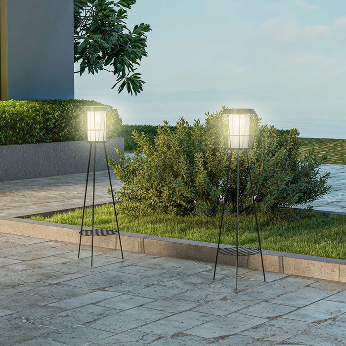 Outsunny Set Of 2 LED Garden Lights Solar Or Usb Rechargeable Lamp Set