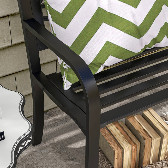 Outsunny 49" Garden Bench With Slatted Seat For Backyard, Lawn, Black