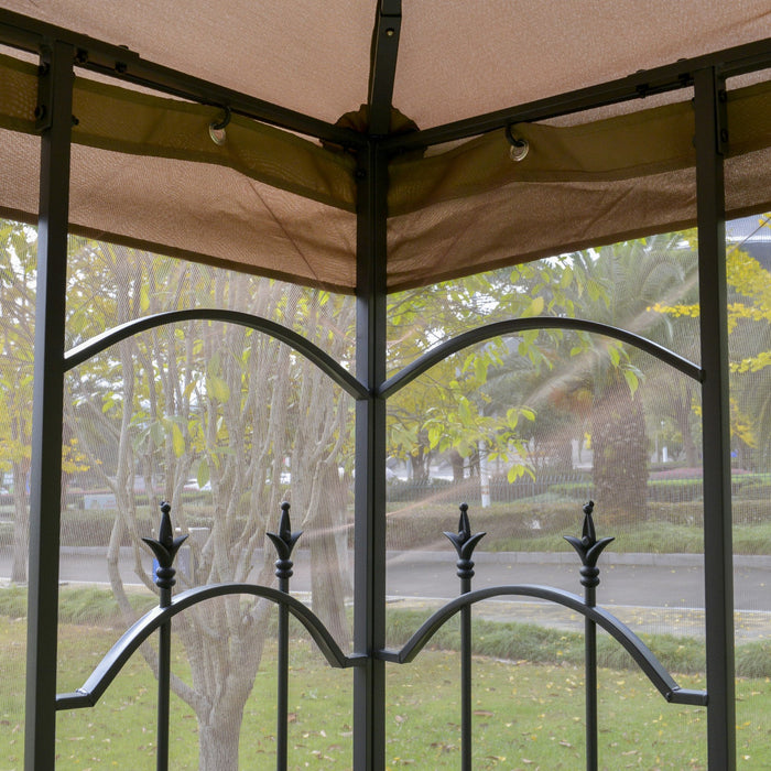 Outsunny 10' X 10' Steel Outdoor Patio Gazebo Canopy With Removable Mesh Curtains, Display Shelves, 