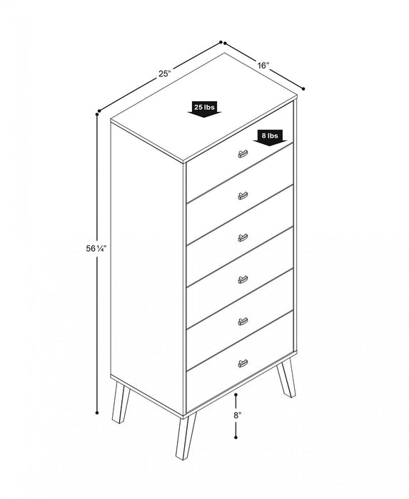 Milo Tall 6-Drawer Chest - White