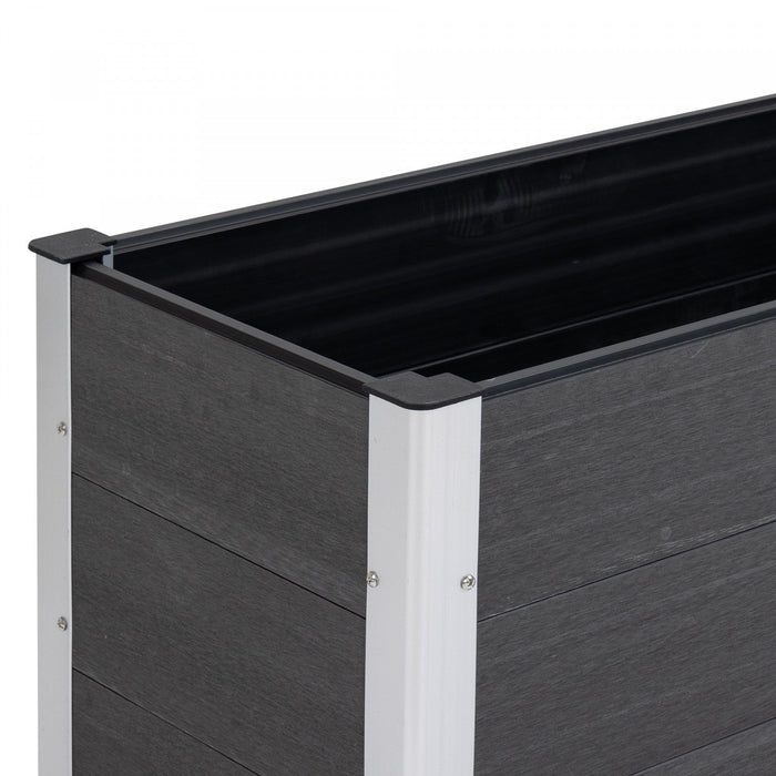 Outsunny 3' X 2' X 2' Raised Garden Bed, Wood Plastic Planter Box For Flowers, Vegetable, Herb, Grey