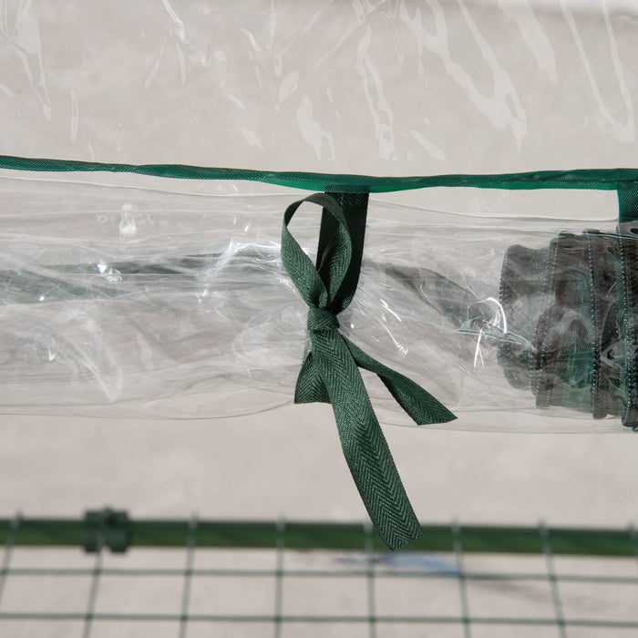 Outsunny 3 Tier Mini Greenhouse Portable Plant Greenhouse With Roll Up Door And Wire Shelves, 27\" X 