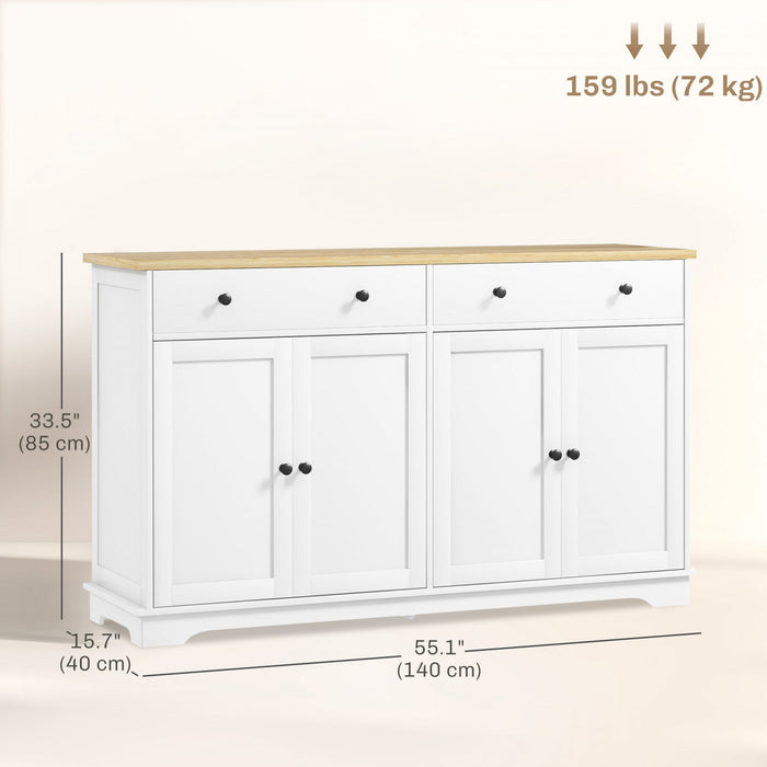 HOMCOM Sideboard Cabinet with Storage Drawers Adjustable Shelves White