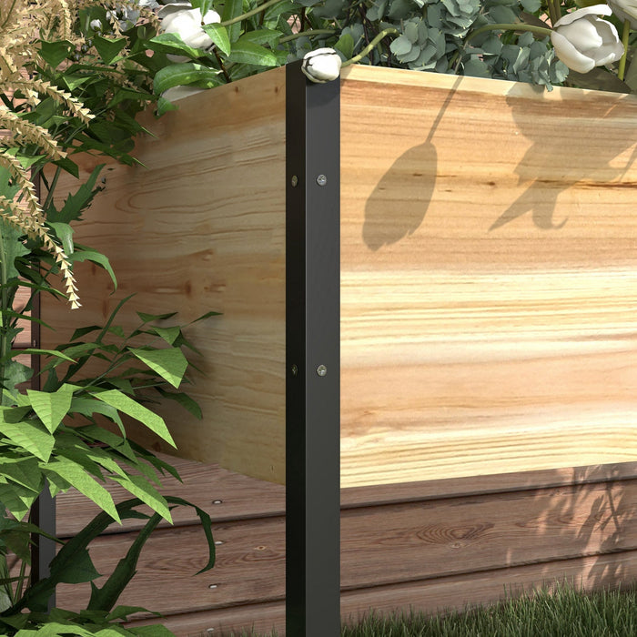 Outsunny Wooden Raised Garden Bed With Trellis And Bed Liner, Elevated Planter Box With Metal Legs F