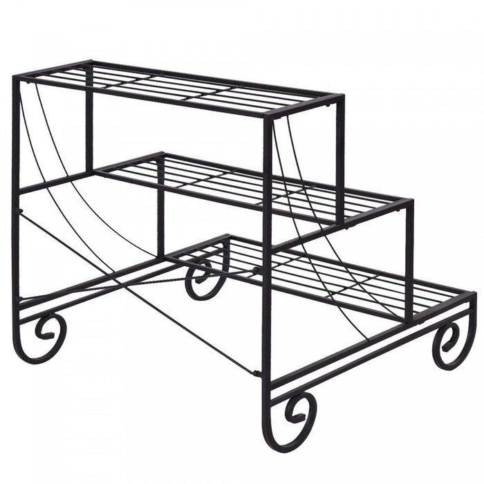 Costway 3 Tier Outdoor Metal Plant Stand Flower Planter Garden Display Shelf Rack