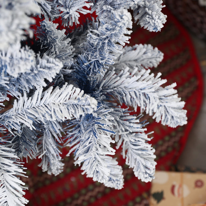 Homcom 6 Ft Artificial Christmas Tree With Snow Flocked Branches, Hinge