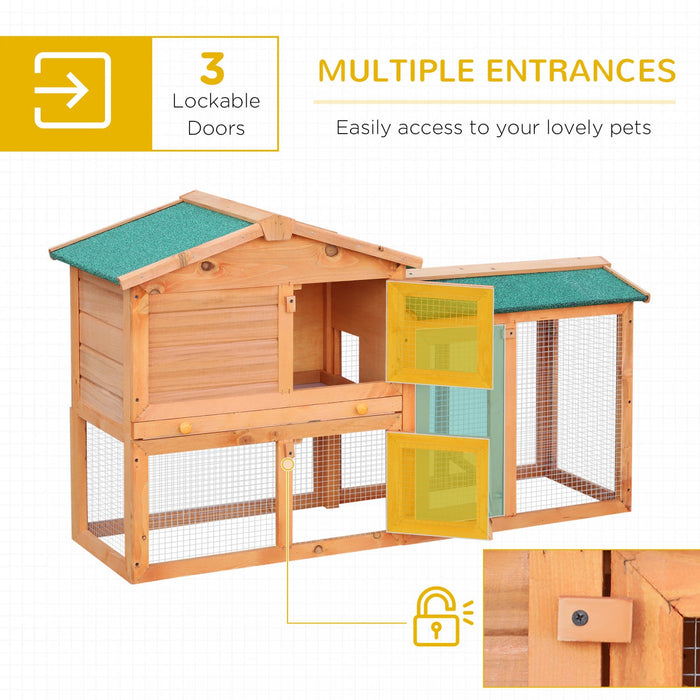 Pawhut Two-level Rabbit Hutch Small Animal House Pet Bunny Cage Home W/ Outdoor Run Water & Uv Resis