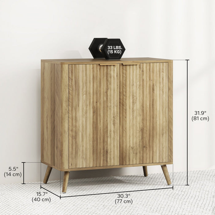 HOMCOM 55" Modern Sideboard Buffet Cabinet with Storage 2 Fluted Doors Oak