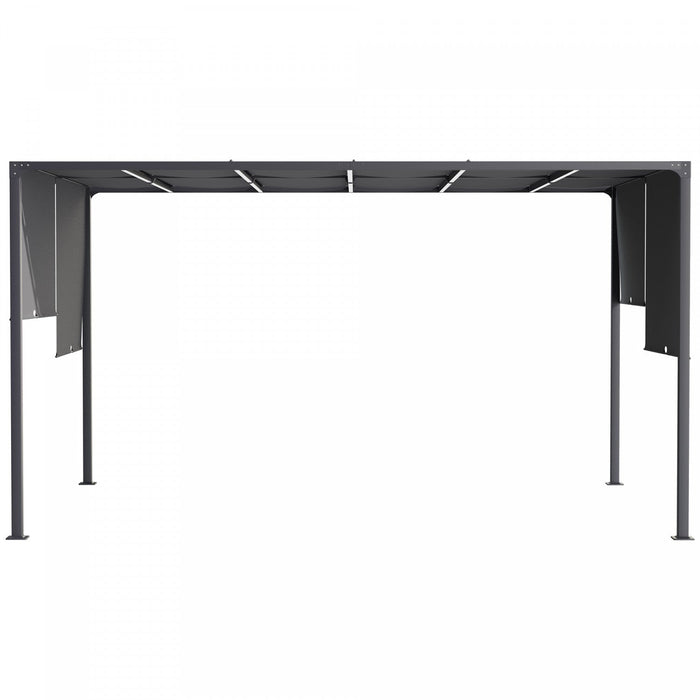 Outsunny 10'x13' Outdoor Pergola W/ LED Lights, Retractable Roof, Grey