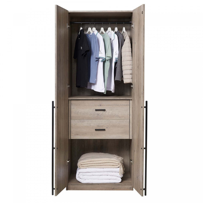 Lee Modern 32\" Wardrobe Closet in Rustic Gray Armoire 