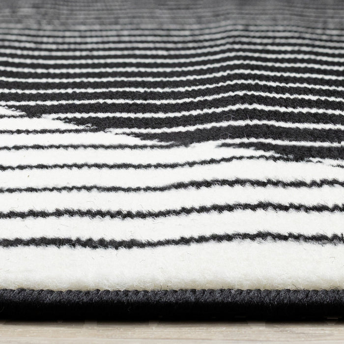 Forte Black White Stripes Contrasting Modern Area Rug - 5'3\" x 7'5\"