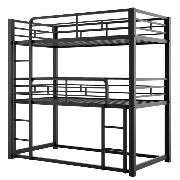 Jenny Twin Triple Space-saving Metal Bed With 3 Sleeping Levels - Black 