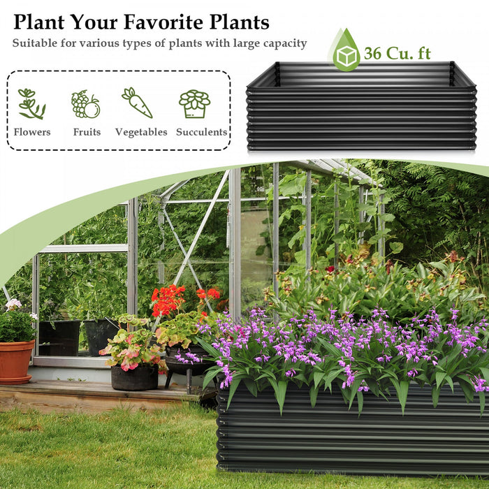 Costway 2 Pcs Galvanized Raised Garden Bed Outdoor Planter Box Firewood Rack Log Holder