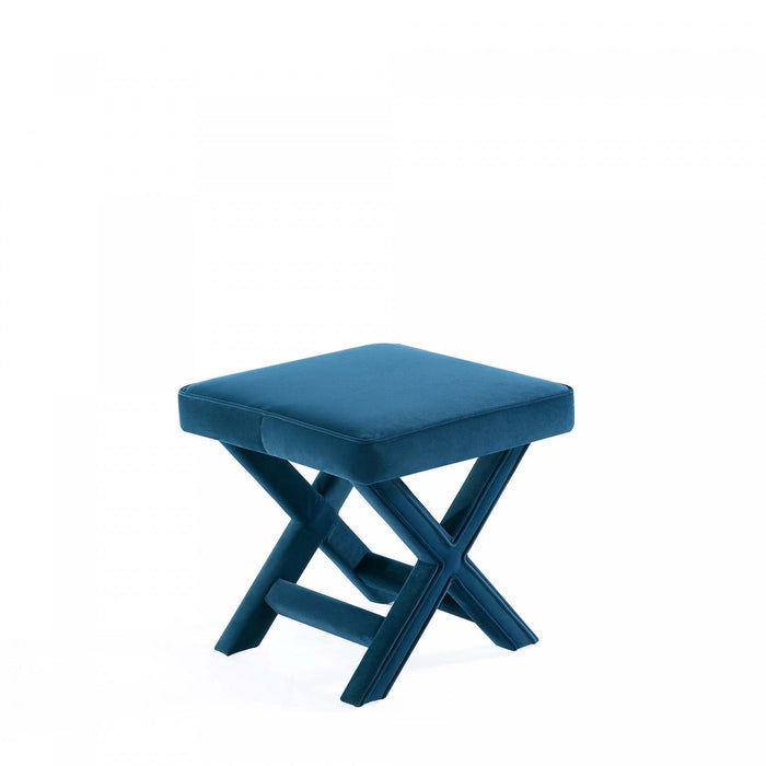 Abigail Mid-Century Modern Upholstered Velvet Accent Bench in Blue 