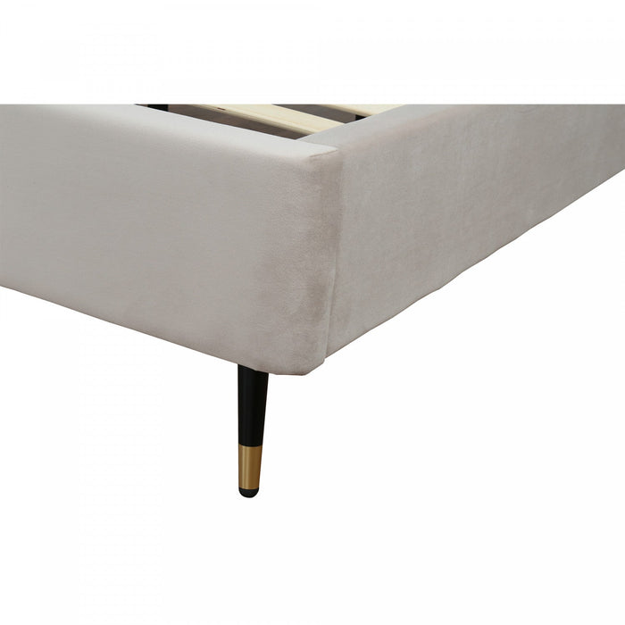 Crosby Modern Upholstered Velvet King Bed in Greige 