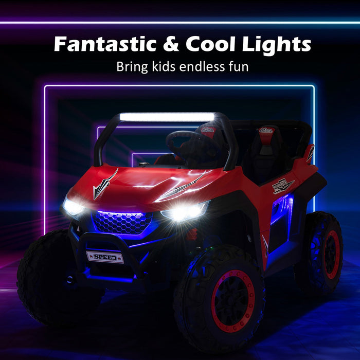 Costway 12v 2-seater Kids Ride On UTV RC Electric Vehicle Suspension W/ Lights & Music