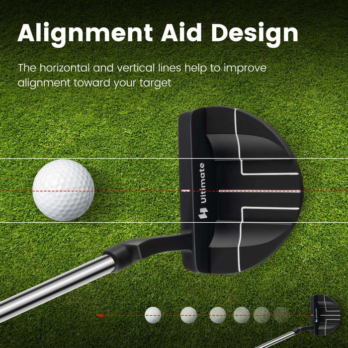 Ultimate 35" Golf Putter Mallet Style Putter With Alignment Aid Rubber Grip & Head Cover