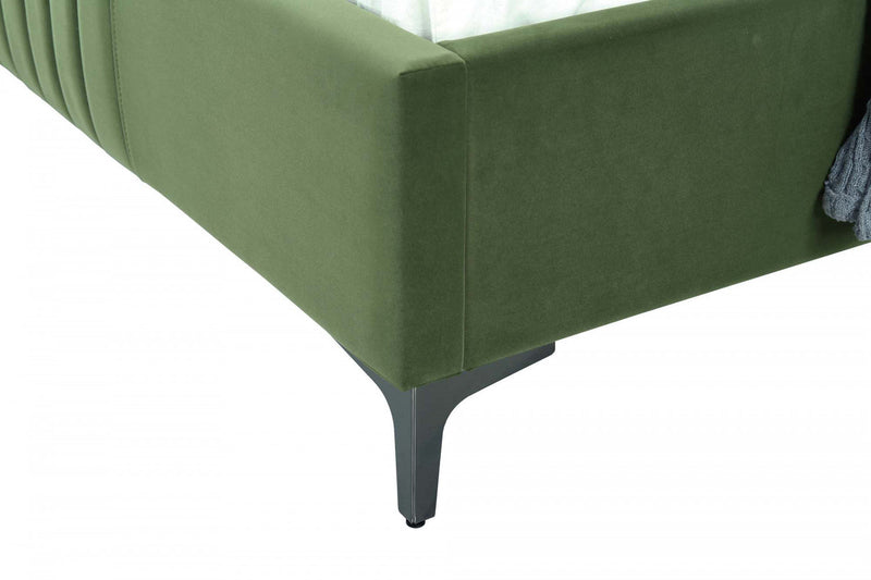 Promenade Mid-Century Modern Upholstered Velvet Full Bed in Moss Green 