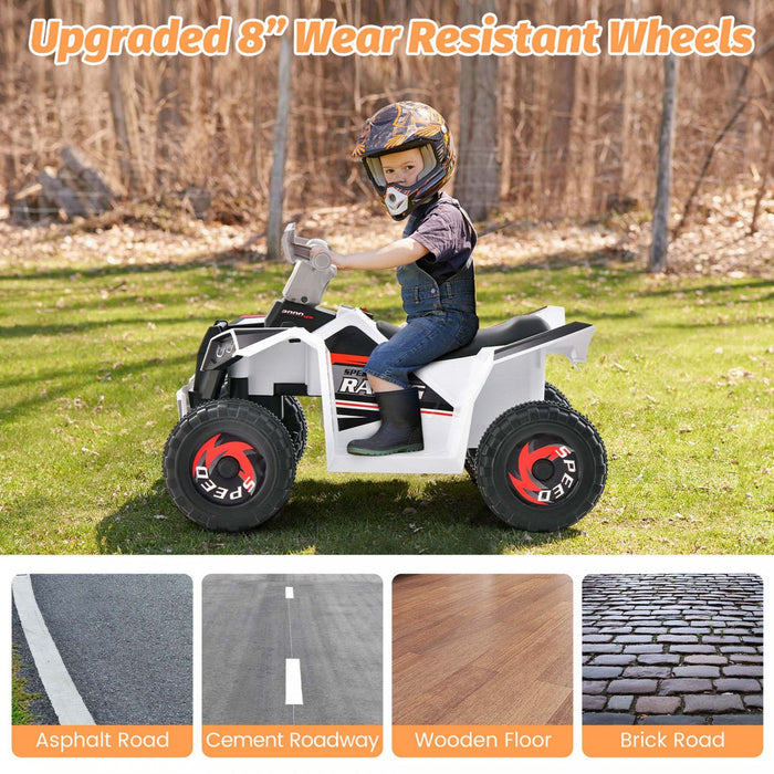 Costway Kids Ride On Atv 4 Wheeler Quad Toy Car 6v Battery Powered Motorized Toy White