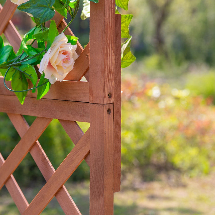 Outsunny 2.4 X 1 X 4.9 Ft Garden Wooden Pine Trough Planter With Topped Trellis Climbing Plants Flow