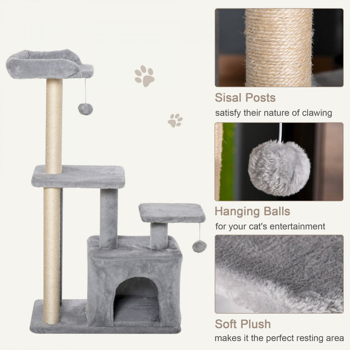 Pawhut Cat Tree For Indoor Cats, Multi-level Cat Condo With Sisal Scratching Post, Perch, Hanging Ba