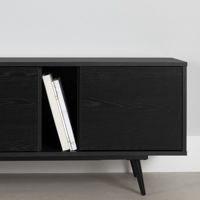 Mezzy 71\" TV Stand with Doors - Black Oak
