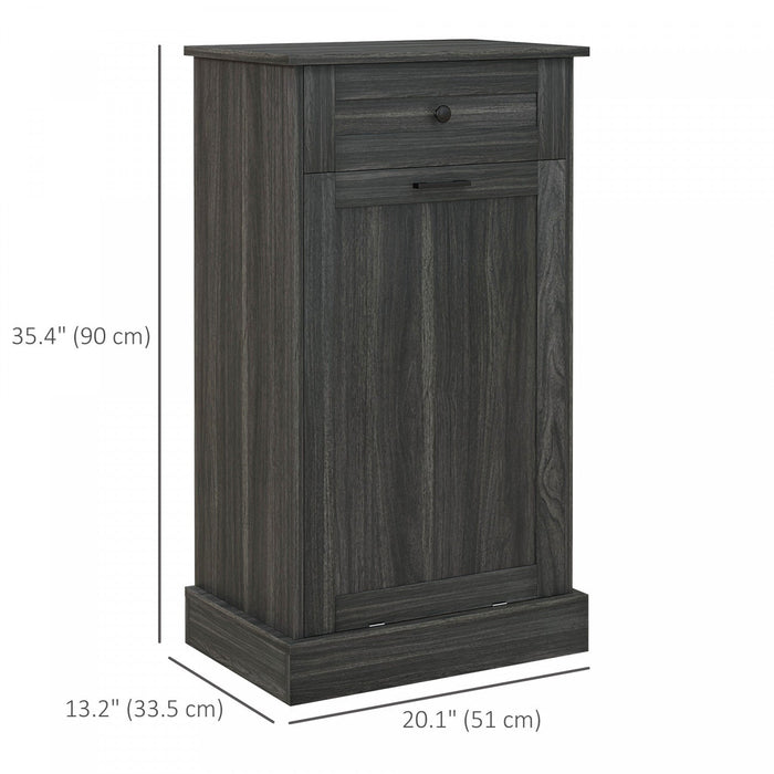 HOMCOM Tilt Out Trash Cabinet, Hidden Garbage Bin Cabinet with Drawer, Grey