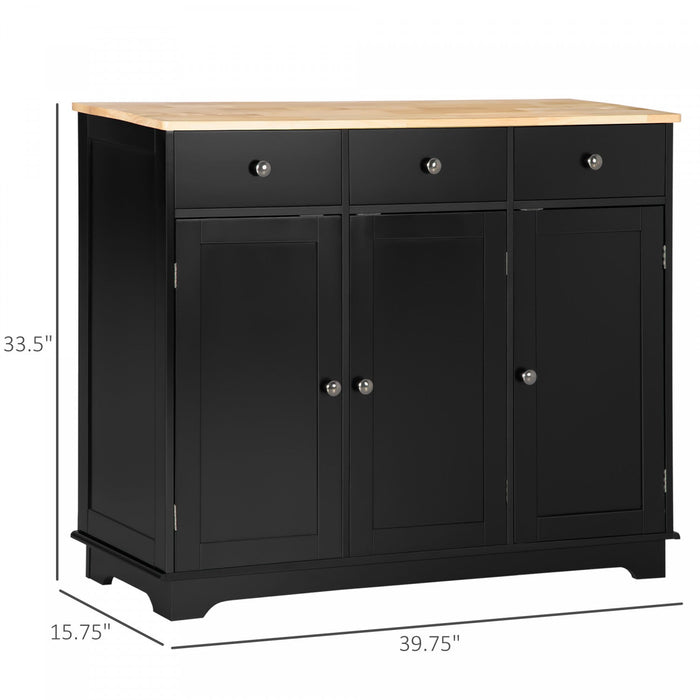 HOMCOM Coffee Bar Cabine, Kitchen Cabinet with Drawers, Black