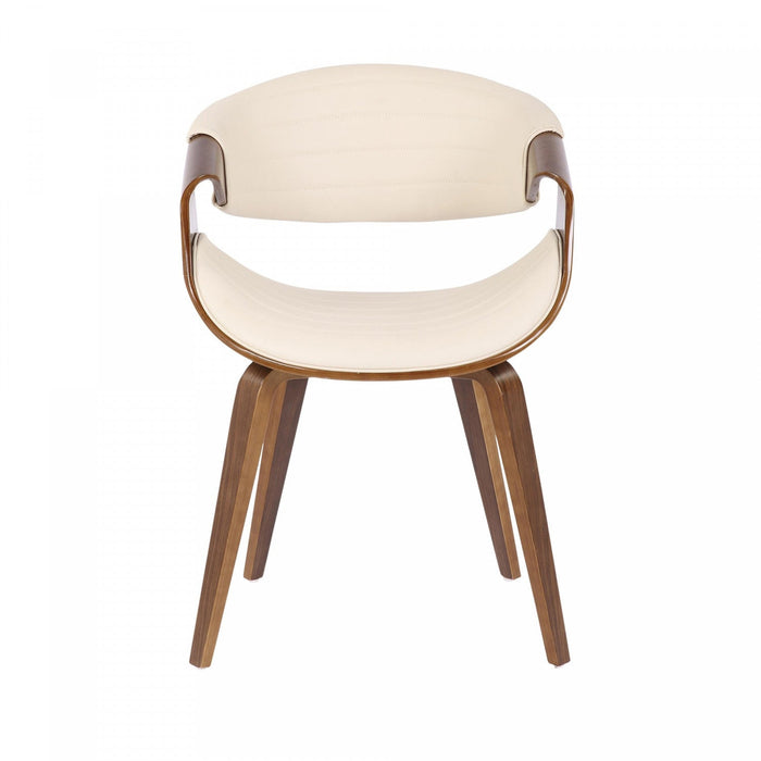 LumiSource Symphony Faux Leather Mid-Century Modern Dining Accent Chair - Walnut/Cream