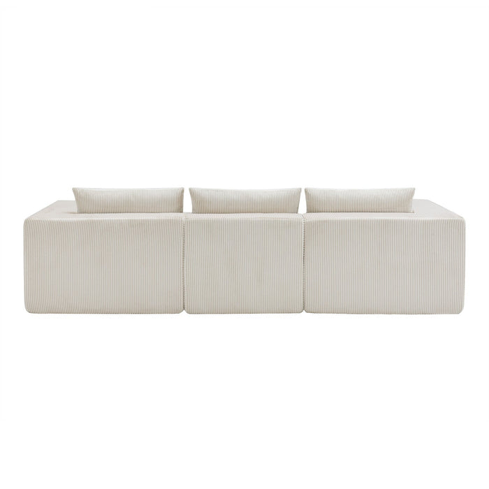 Paula Free Combination Compressed Sectional Sofas With Corduroy Fabric, pillow Back - Beige 