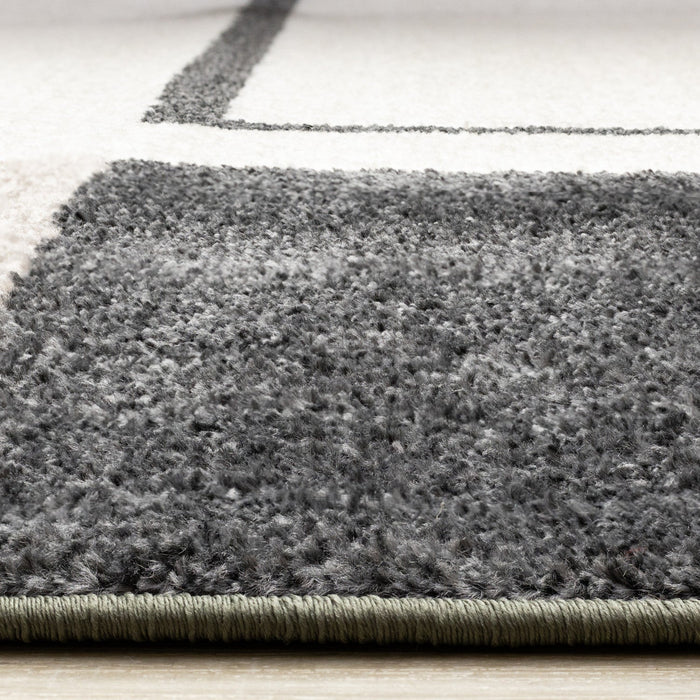 Marley Geometric Modern Green Grey White Area Rug - 7'10\" x 10'6\"