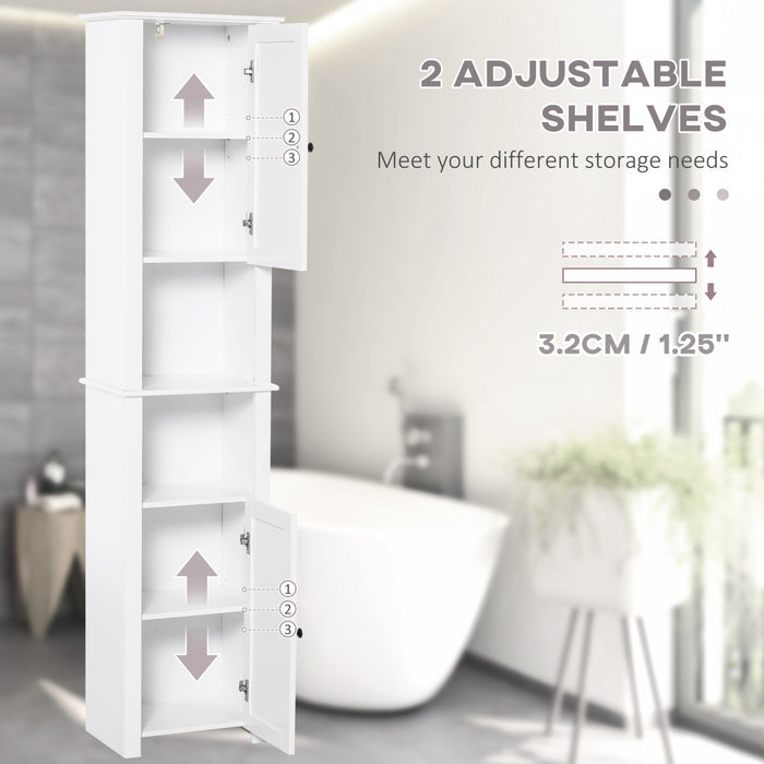 Homcom Tall Bathroom Cabinet With Adjustable Shelf