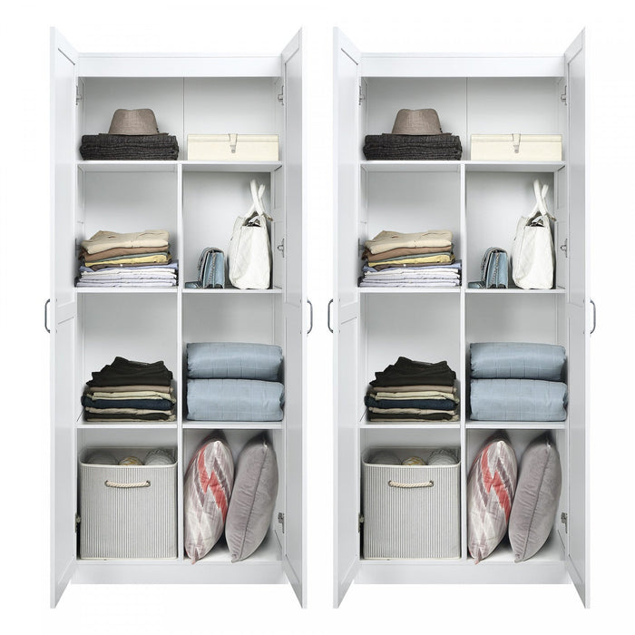 Hopkins Modern 30\" Storage Cabinet in White (7-Shelf) - Set of 2 Armoire 