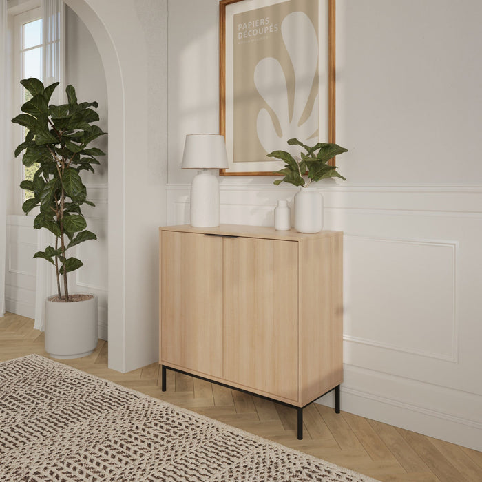 Nordika Slim 2-Door Storage Cabinet - Natural Blonde Oak 