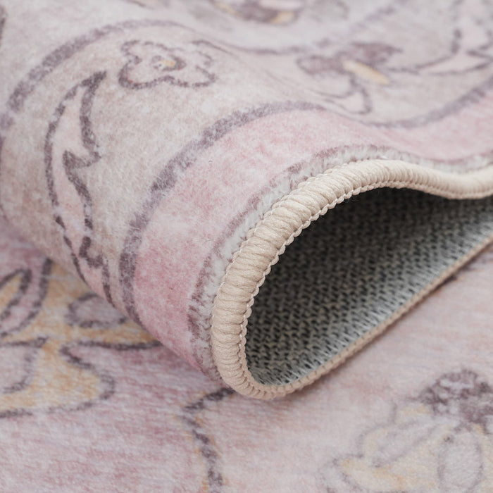 Aqua Pink Washable Non-slip Low Pile Area Rug 8'x10' 