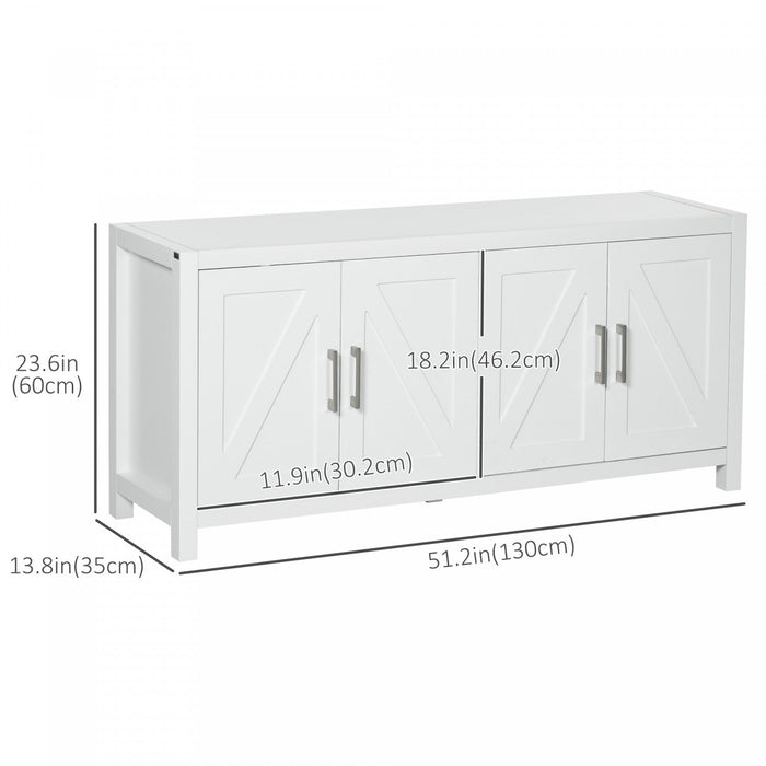 HOMCOM Farmhouse Kitchen Sideboard TV Cabinet Stand for TVs up to 65" White
