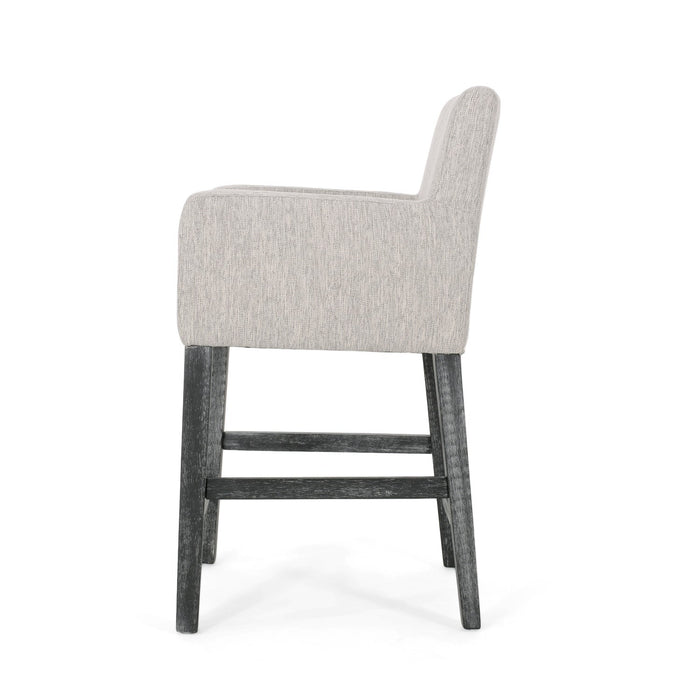 Griffith 26\" Seat Height Counter Stools Set Of 2 With Upholstered Fabric And Solid Wood Legs - Light Grey 