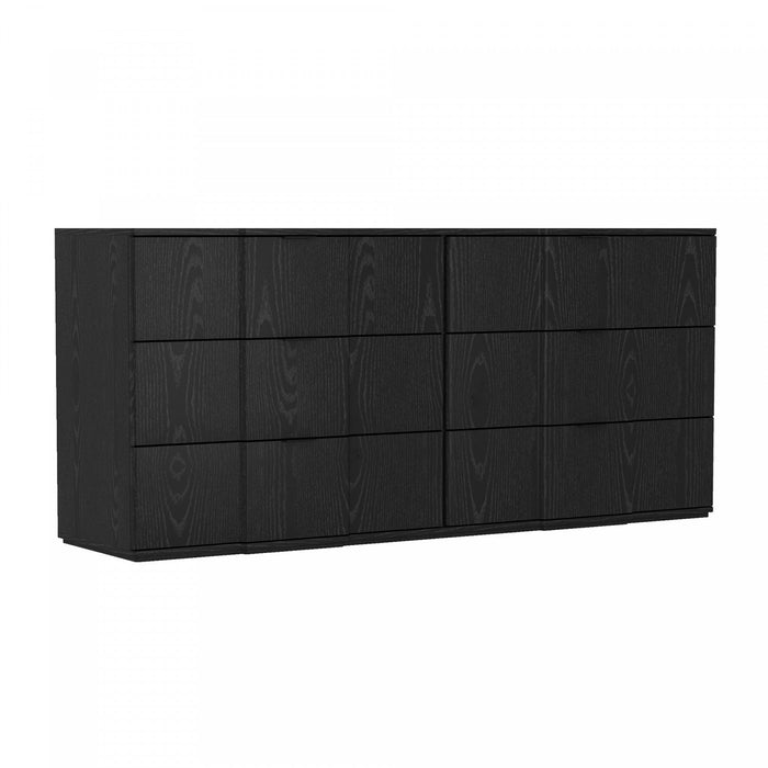 Clive Mid-Century Modern 72\" Dresser in Black (6-Drawer) 