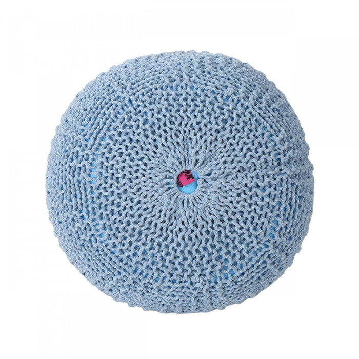 Murphy Upholstered Pouf,100% Cotton - Teal 