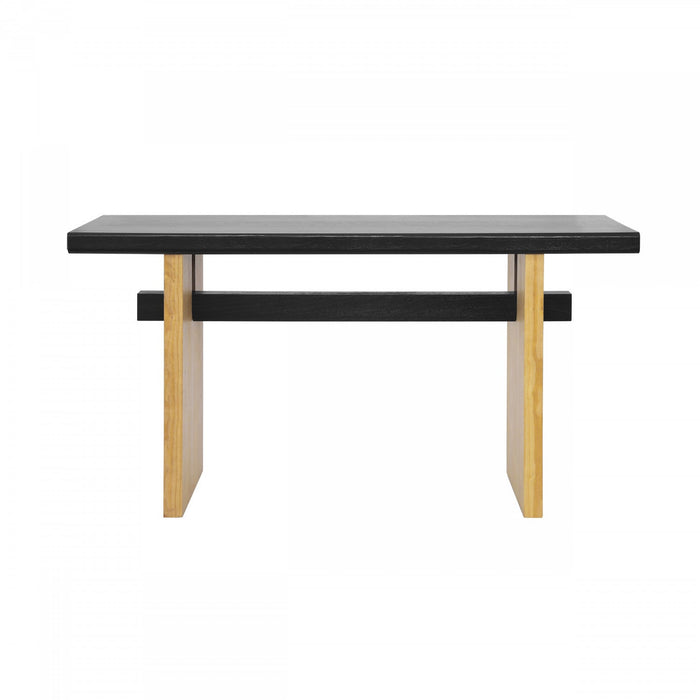 Emma 59.25\" Farmhouse Style Sofa Table for Entryway -Black & Brown 