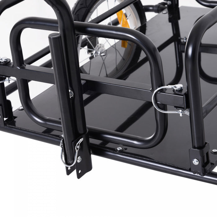 Aosom Folding Bicycle Cargo Trailer Utility Bike Cart Garden Luggage Travel Carrier Patio Tool With 