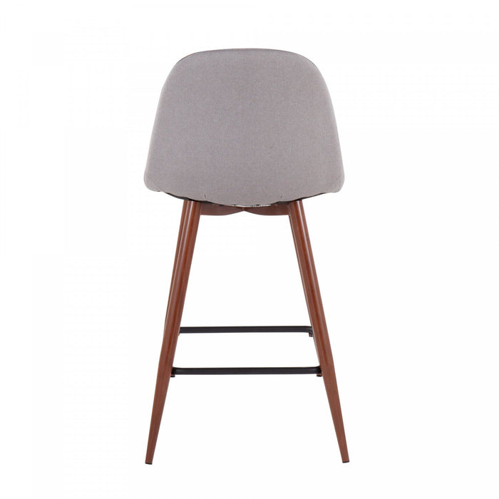 LumiSource Pebble Light Grey Fabric Mid-Century Modern Counter-Height Stool - Set of 2