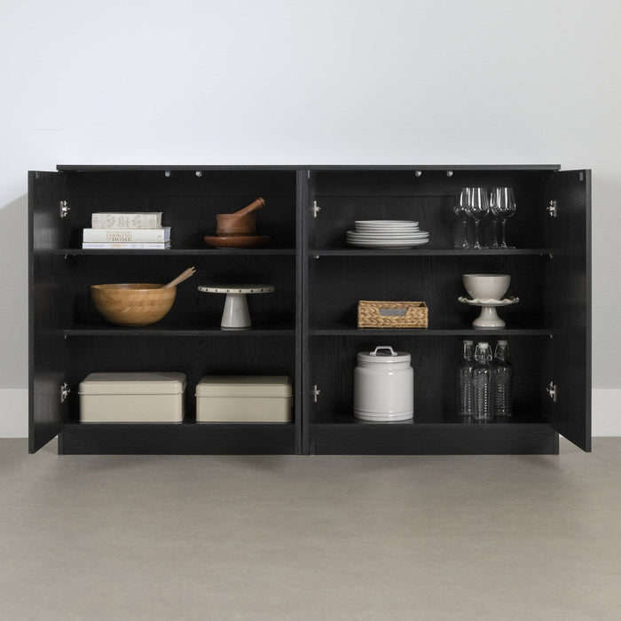 Arum Set Of 2 Sideboards With 2 Doors Black Oak - South Shore Buffet