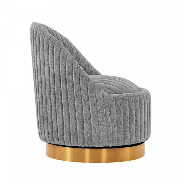 Leela Modern Chenille Swivel Lounge Chair in Gray - Set of 2 Accent Chair 